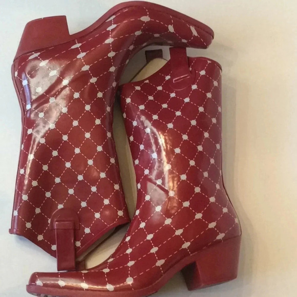 Stadium Athletics Shoes - Stadium Stompers Red & White Cowboy Boots Size 9